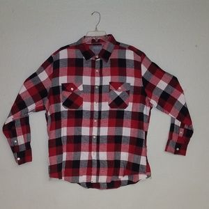 Men's longs sleeve red/white/black flannel shirt